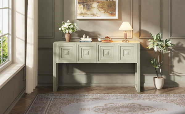 Geometric Carved Console Table with 3 Soft-Close Drawers - view 18