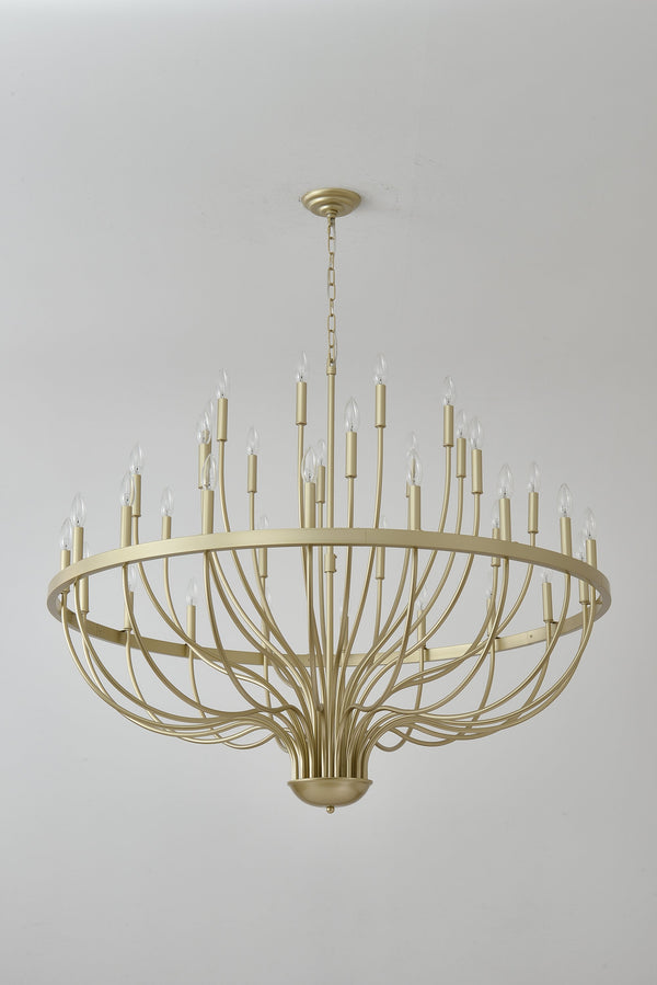 36-Light Gold Industrial Iron Candle Chandelier - view 16