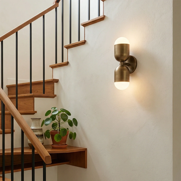 Fixed Down Brass Capsule Wall Sconce