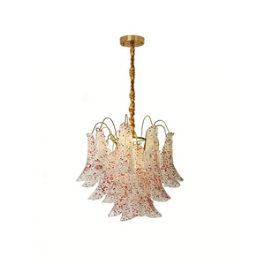 Hand-blown Wave Point Murano Glass Chandelier