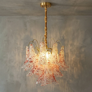 Hand-blown Wave Point Murano Glass Chandelier