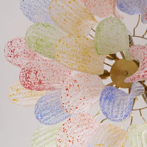 Hand-blown Wave Point Murano Glass Chandelier