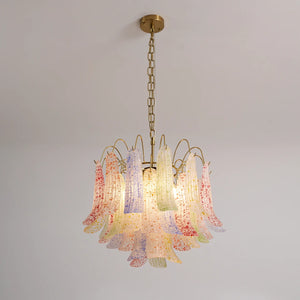 Hand-blown Wave Point Murano Glass Chandelier