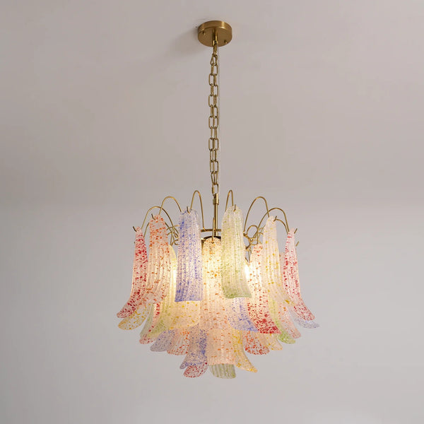 Hand-blown Wave Point Murano Glass Chandelier