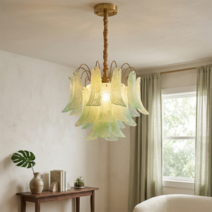 Hand-blown Wave Point Murano Glass Chandelier