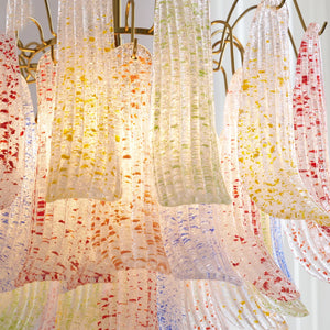 Hand-blown Wave Point Murano Glass Chandelier