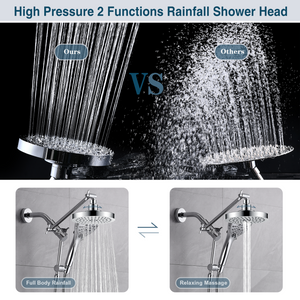 Dual Shower Head with Adjustable Extension Arm, 3-Way Diverter and Hose - side view