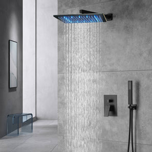 Matte Black Wall Mounted Rainfall Shower Faucet Dual Function with Pressure Balance Rough-In Valve - side view
