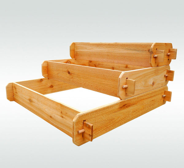 Timberlane Gardens Raised Garden Bed Kit 3 Tiered (1x3 2x3 3x3) Select Cedar Elevated Planter - lifestyle photo