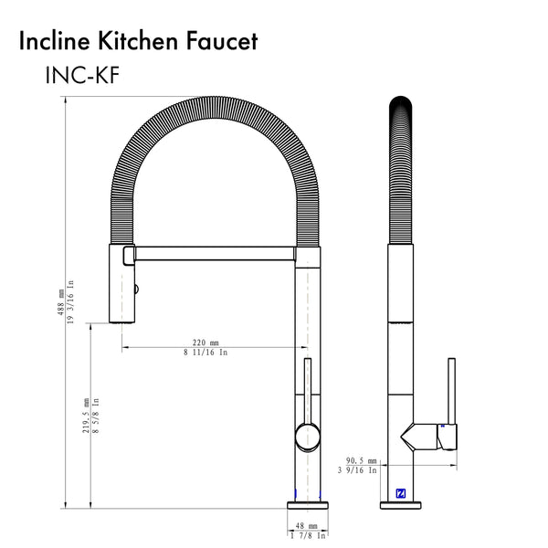 ZLINE Incline Kitchen Faucet INC-KF-MB - front view