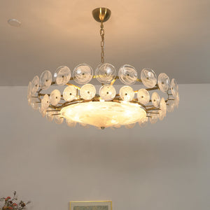 Italian Murano Style Glass Disc Chandelier