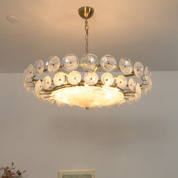 Italian Murano Style Glass Disc Chandelier