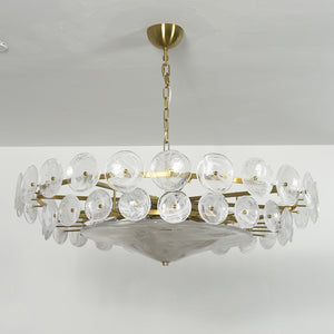 Italian Murano Style Glass Disc Chandelier