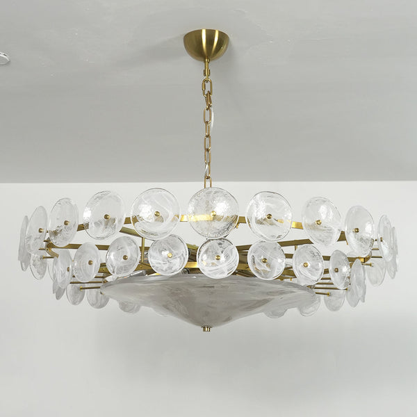 Italian Murano Style Glass Disc Chandelier