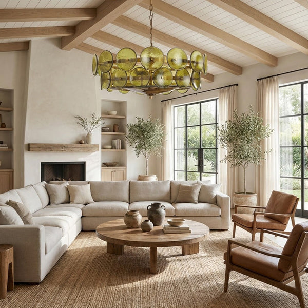 Italian Murano Style Glass Disc Chandelier