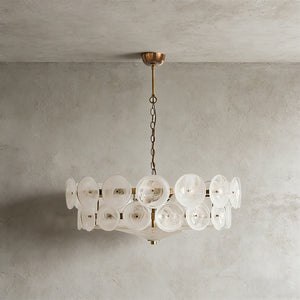 Italian Murano Style Glass Disc Chandelier