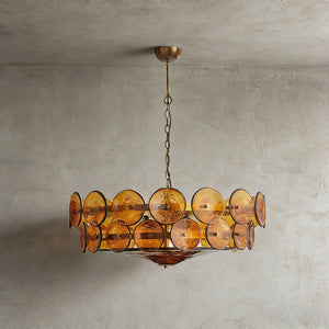 Italian Murano Style Glass Disc Chandelier