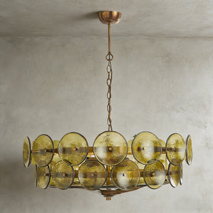 Italian Murano Style Glass Disc Chandelier