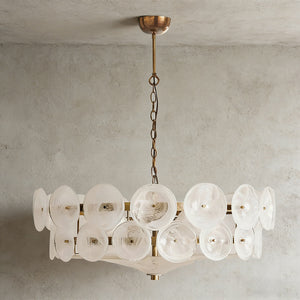 Italian Murano Style Glass Disc Chandelier