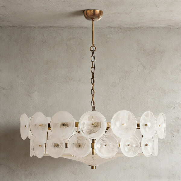 Italian Murano Style Glass Disc Chandelier
