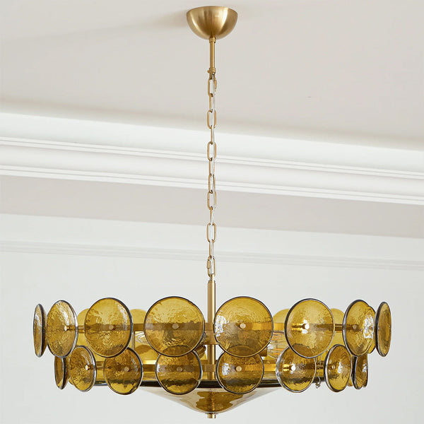 Italian Murano Style Glass Disc Chandelier
