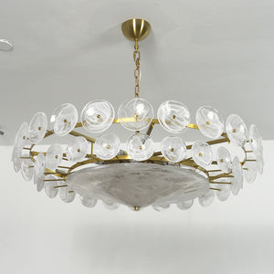 Italian Murano Style Glass Disc Chandelier