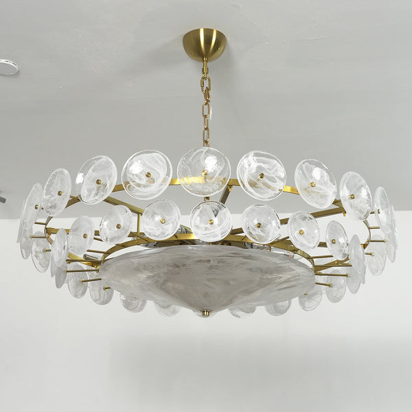 Italian Murano Style Glass Disc Chandelier