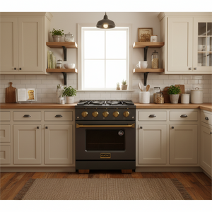 Kucht Gemstone Professional 30 in. 4.2 cu. ft. Natural Gas Range with Sealed Burners and Convection Oven in Titanium Stainless Steel KEG303 - front view