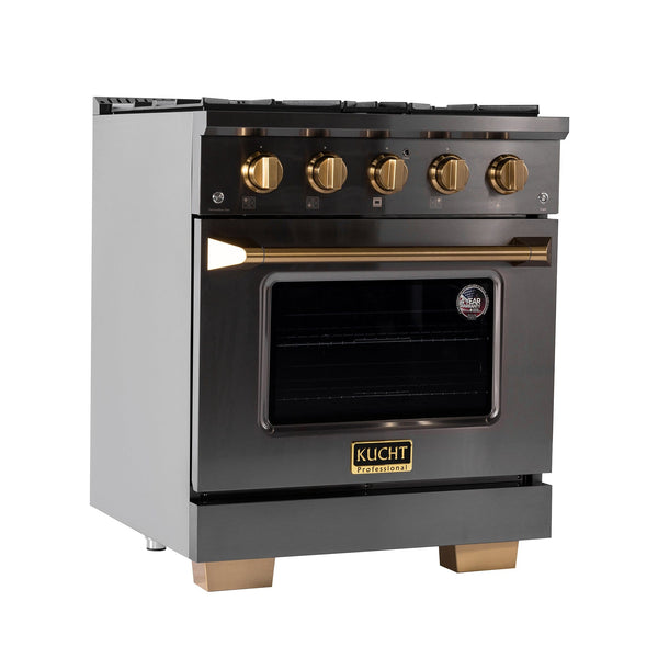 Kucht Gemstone Professional 30 in. 4.2 cu. ft. Natural Gas Range with Sealed Burners and Convection Oven in Titanium Stainless Steel KEG303 - alternate view