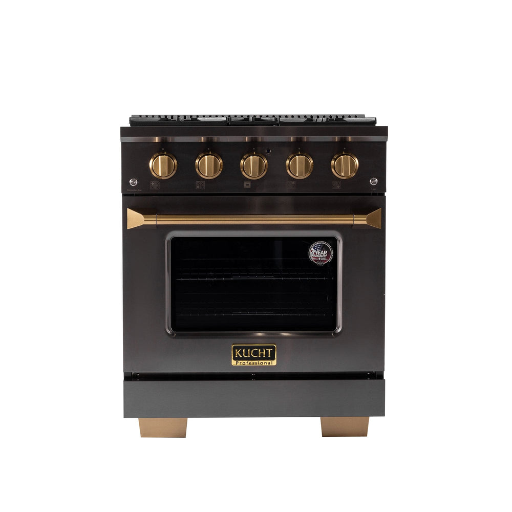 Kucht Gemstone Professional 30 in. 4.2 cu. ft. Natural Gas Range with Sealed Burners and Convection Oven in Titanium Stainless Steel KEG303