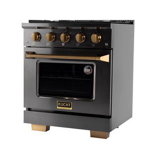 Kucht Gemstone Professional 30 in. 4.2 cu. ft. Natural Gas Range with Sealed Burners and Convection Oven in Titanium Stainless Steel KEG303 - in use