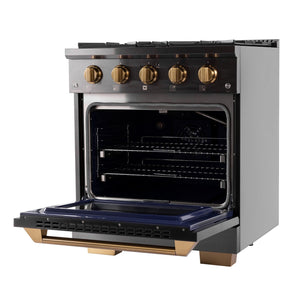 Kucht Gemstone Professional 30 in. 4.2 cu. ft. Natural Gas Range with Sealed Burners and Convection Oven in Titanium Stainless Steel KEG303 - close-up