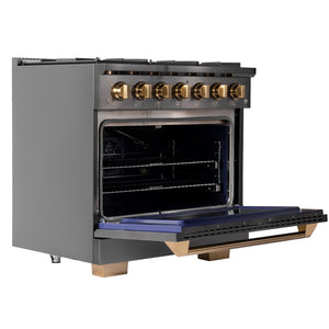 Kucht Gemstone Professional 36 in. 5.2 cu. ft. Natural Gas Range with Sealed Burners and Convection Oven in Titanium Stainless Steel KEG363 - alternate view