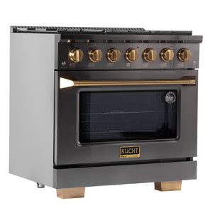 Kucht Gemstone Professional 36 in. 5.2 cu. ft. Natural Gas Range with Sealed Burners and Convection Oven in Titanium Stainless Steel KEG363 - lifestyle photo