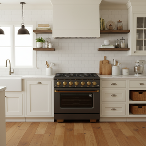 Kucht Gemstone Professional 36 in. 5.2 cu. ft. Natural Gas Range with Sealed Burners and Convection Oven in Titanium Stainless Steel KEG363 - front view