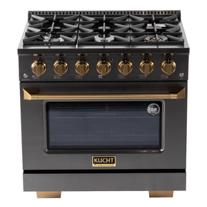 Kucht Gemstone Professional 36 in. 5.2 cu. ft. Natural Gas Range with Sealed Burners and Convection Oven in Titanium Stainless Steel KEG363 - detail view