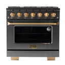 Kucht Gemstone Professional 36 in. 5.2 cu. ft. Natural Gas Range with Sealed Burners and Convection Oven in Titanium Stainless Steel KEG363