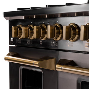 Kucht Gemstone Professional 48 in. 6.7 cu. ft. Natural Gas Range with Sealed Burners, Griddle/Grill and Two Ovens - One Convection - in Titanium Stainless Steel KEG483 - product view