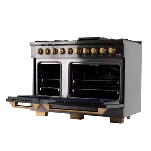 Kucht Gemstone Professional 48 in. 6.7 cu. ft. Natural Gas Range with Sealed Burners, Griddle/Grill and Two Ovens - One Convection - in Titanium Stainless Steel KEG483 - alternate view