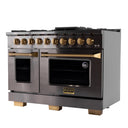 Kucht Gemstone Professional 48 in. 6.7 cu. ft. Natural Gas Range with Sealed Burners, Griddle/Grill and Two Ovens - One Convection - in Titanium Stainless Steel KEG483