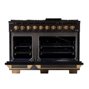 Kucht Gemstone Professional 48 in. 6.7 cu. ft. Natural Gas Range with Sealed Burners, Griddle/Grill and Two Ovens - One Convection - in Titanium Stainless Steel KEG483 - dimensions