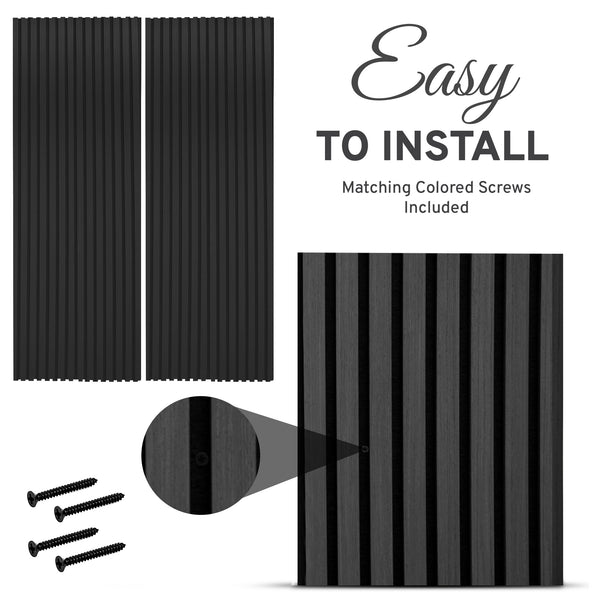 Office with charcoal black acoustic wood wall panels