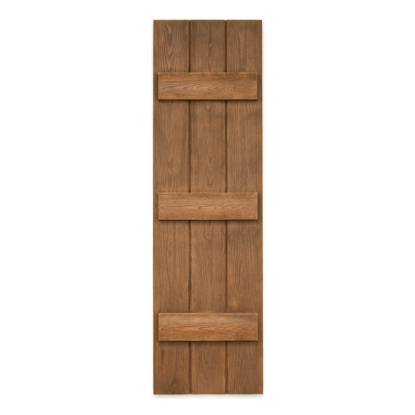 Faux Wood Board and Batten Exterior Shutters - Polyurethane - Set of 2