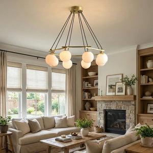 Modern Geometric Alabaster Sphere Chandelier