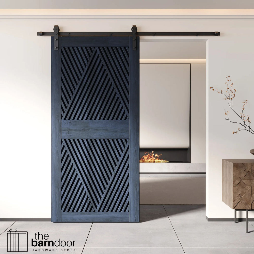 Diamond Pattern Barn Door Kit | Black Hardware