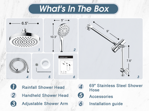 Dual Shower Head with Adjustable Extension Arm, 3-Way Diverter and Hose - view 11