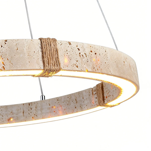 Ringor Minimalist Round Travertine Chandelier