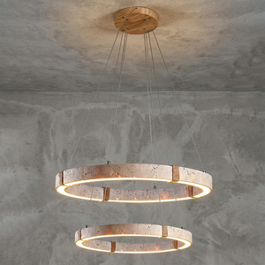 Ringor Minimalist Round Travertine Chandelier
