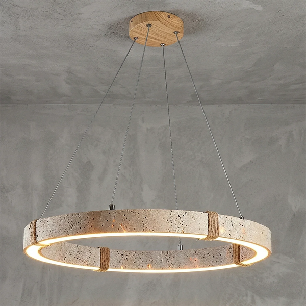 Ringor Minimalist Round Travertine Chandelier