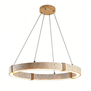 Ringor Minimalist Round Travertine Chandelier